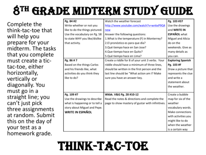 Spanish 1 midterm study guide