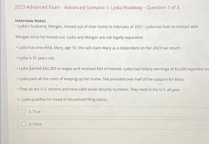 Advanced scenario 1 lydia roadway